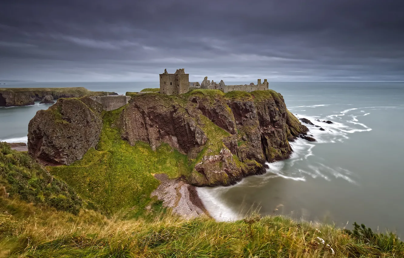 Photo wallpaper sea, castle, rocks, shore