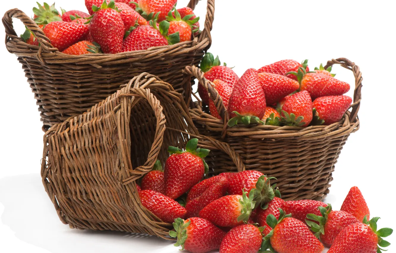 Photo wallpaper baskets, strawberries, strawberry, fresh berries, fresh berries, baskets