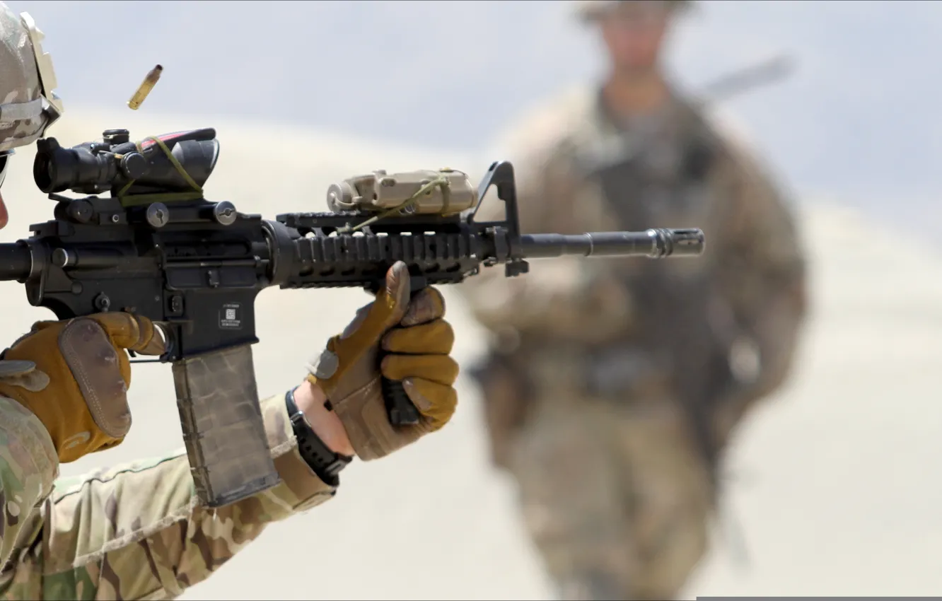 Photo wallpaper USA, soldier, weapon, shot