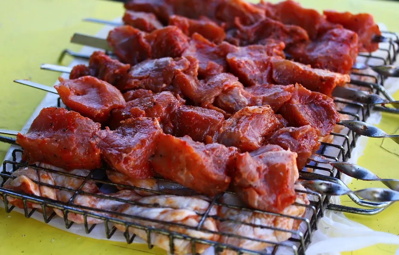 Photo wallpaper meat, BBQ, kebab
