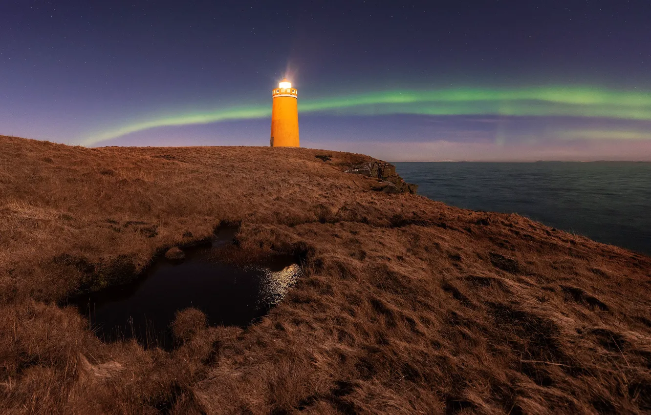 Photo wallpaper coast, lighthouse, Iceland