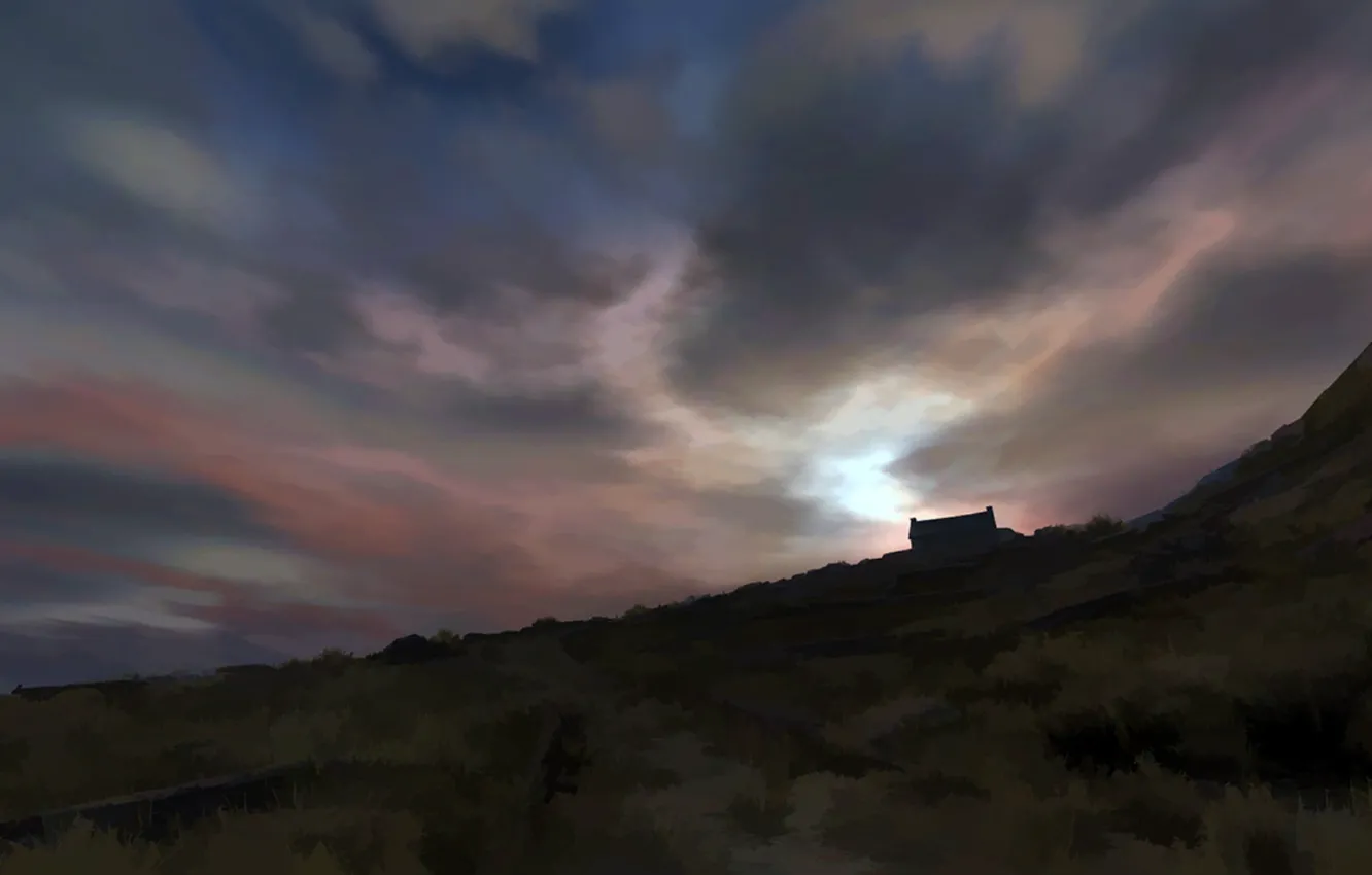 Photo wallpaper landscape, mountains, paint, home, Dear Esther