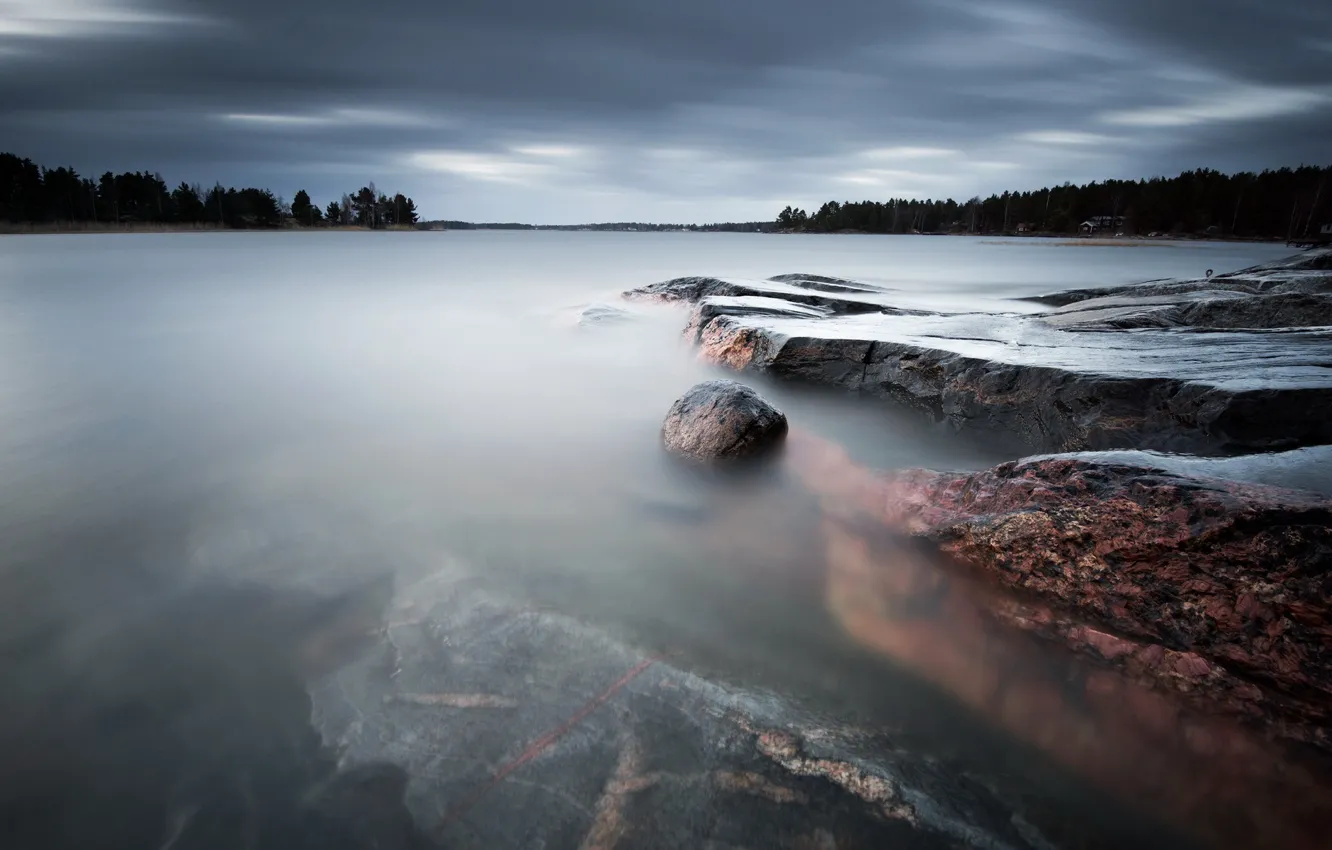 Photo wallpaper sea, landscape, stones, Sweden, Västra Skagene in Värmland