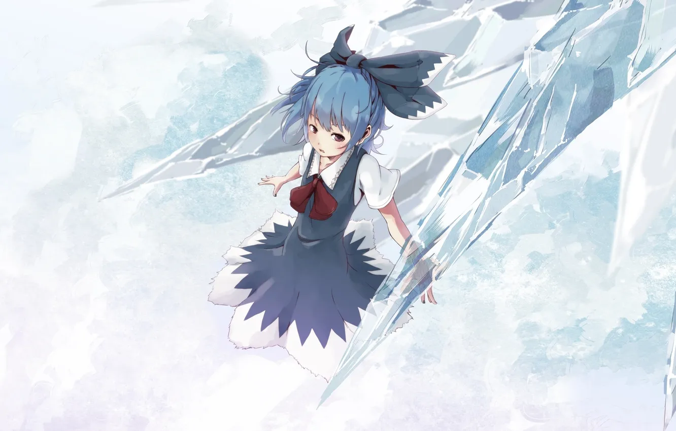 Photo wallpaper girl, art, ice, bow, touhou, Cirno, hazfirst