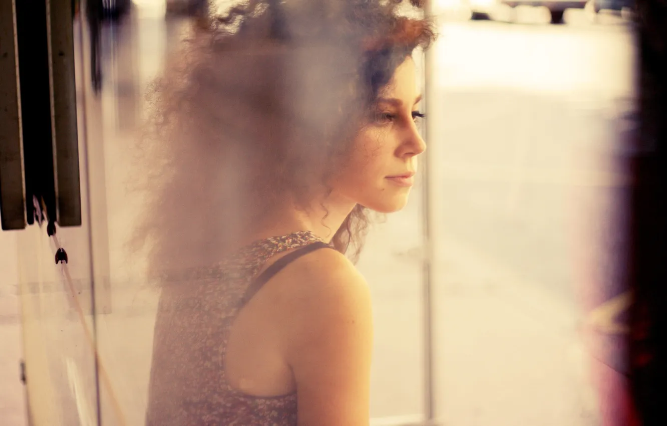 Photo wallpaper girl, hair, curls