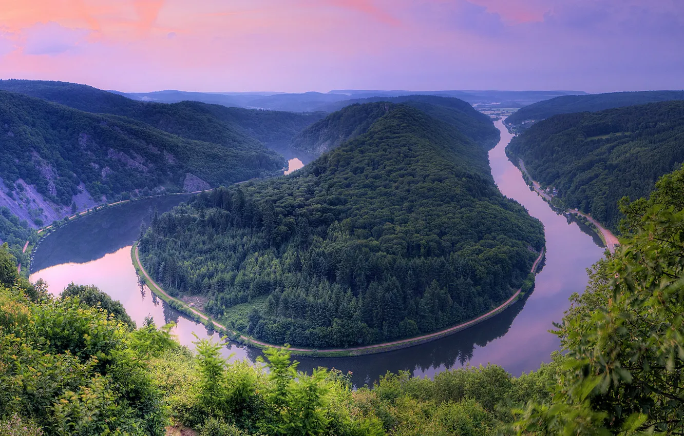 Photo wallpaper the sky, river, snake, Germany, Saar