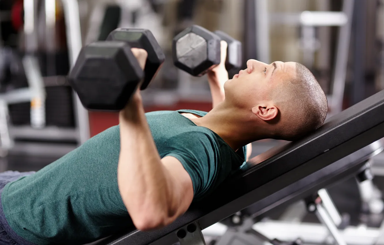 Photo wallpaper workout, gym, training, dumbbells