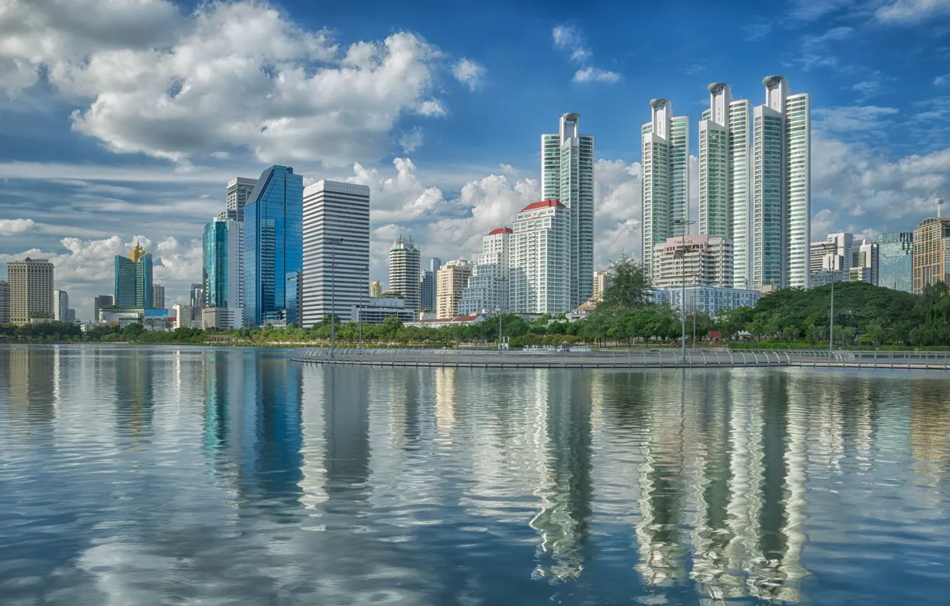 Photo wallpaper the city, lake, building, Thailand, Bangkok