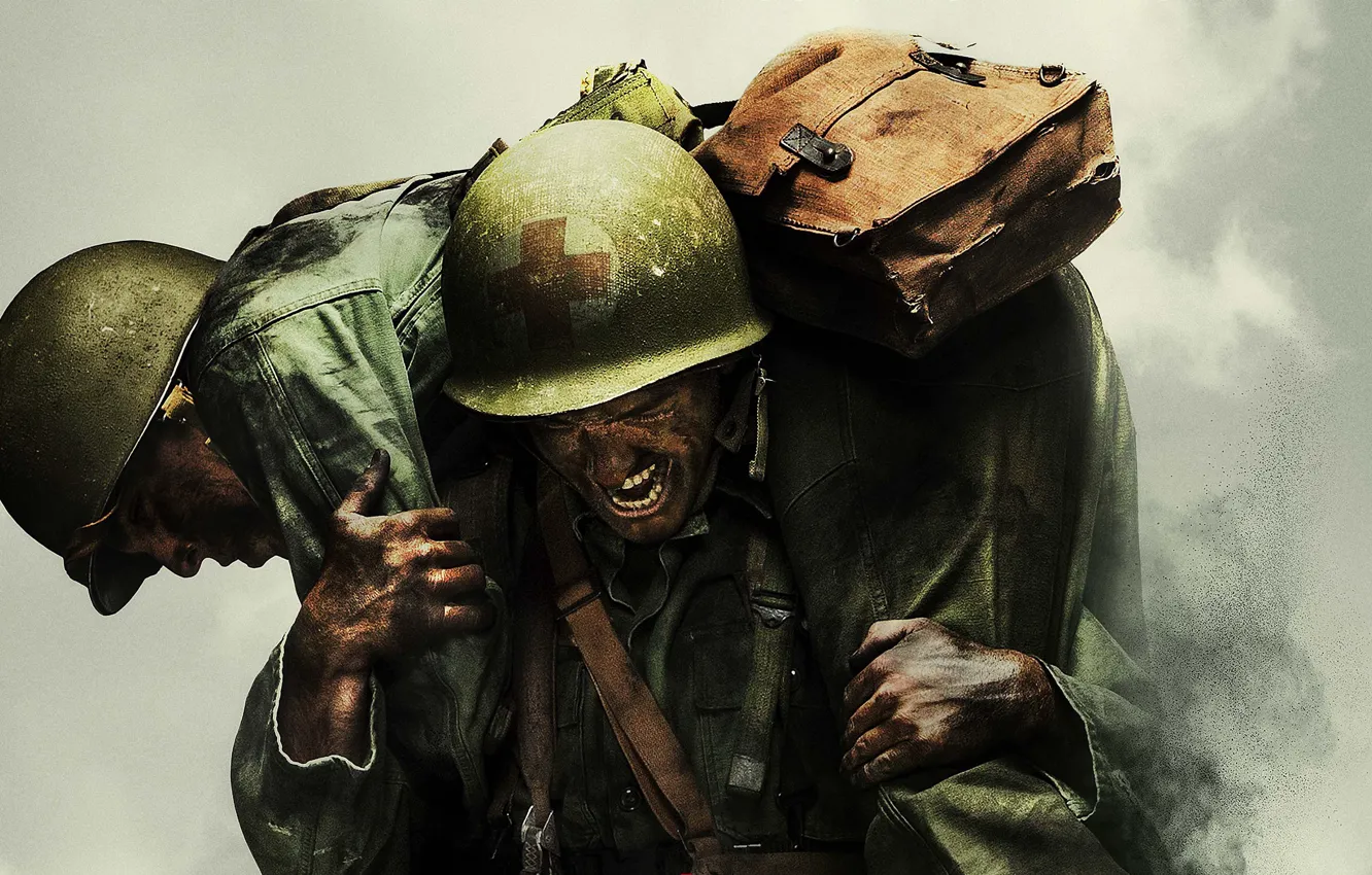 Photo wallpaper battlefield, soldier, smoke, war, cross, dust, man, america
