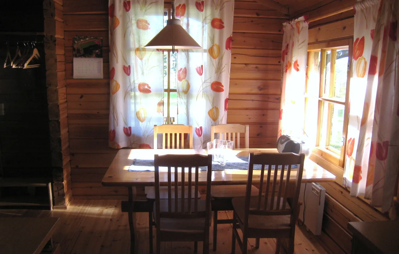 Photo wallpaper room, interior, table, chairs, country home