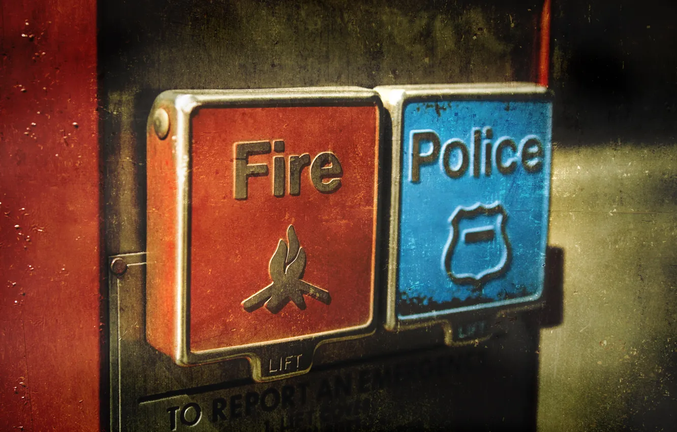 Photo wallpaper police, button, fire