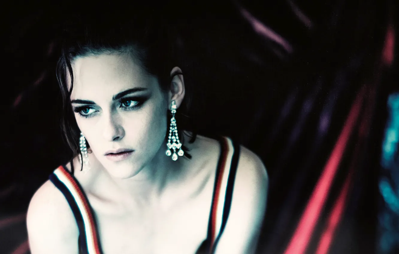 Photo wallpaper background, model, blur, earrings, makeup, actress, brunette, hairstyle