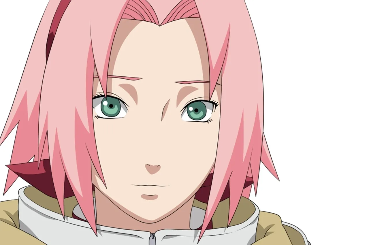 Photo wallpaper girl, game, Naruto, Sakura, pink hair, sky, green eyes, pink