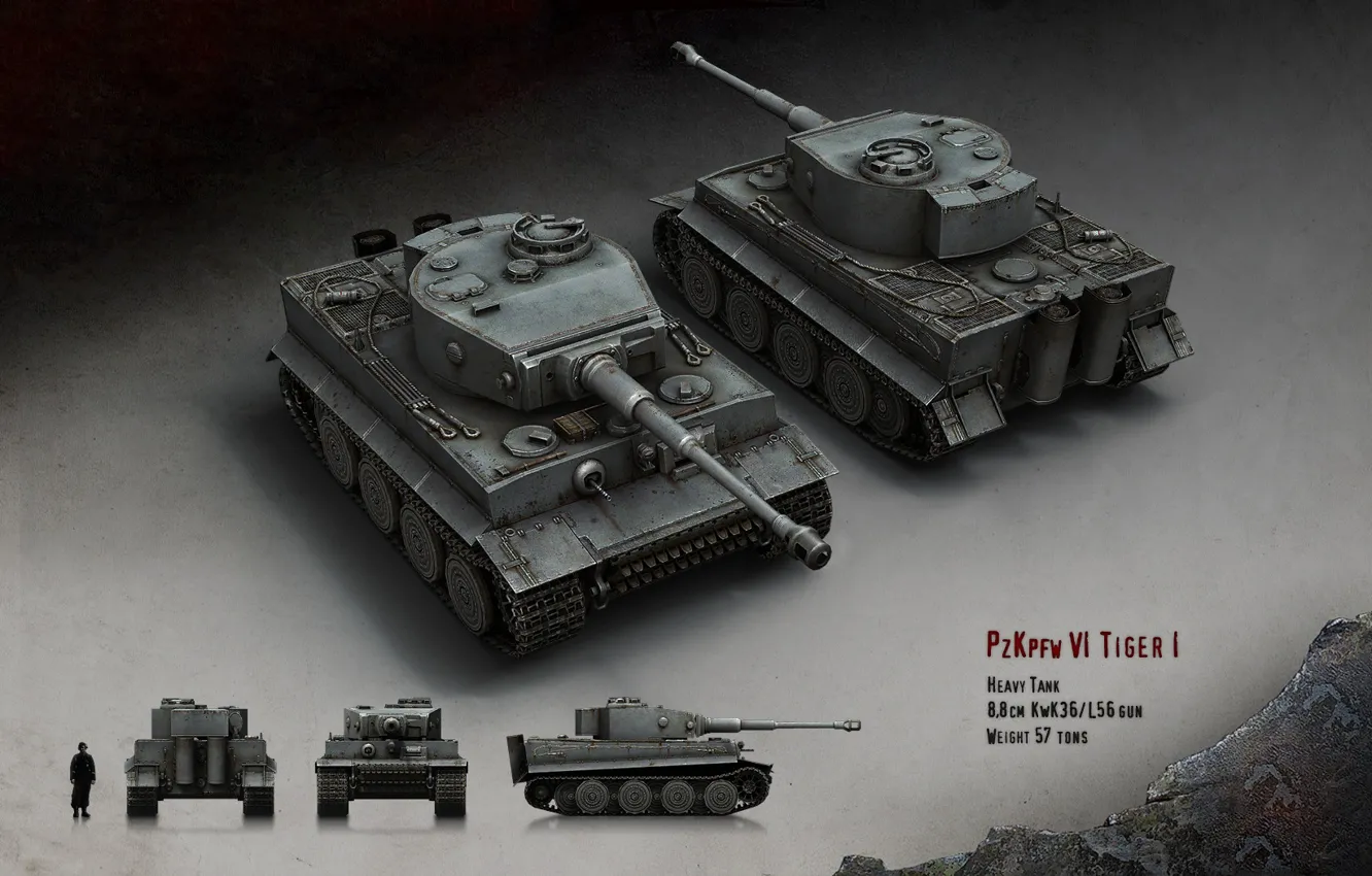 Photo wallpaper tiger, tank, heavy