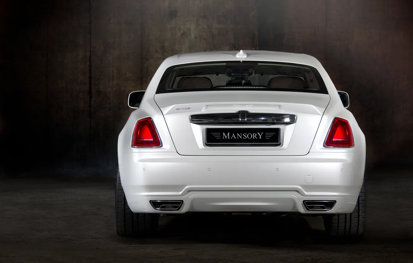 Photo wallpaper Rolls-Royce, 2010, rear view, Mansory, Limited, White Ghost, Mansory Rolls-Royce White Ghost Limited