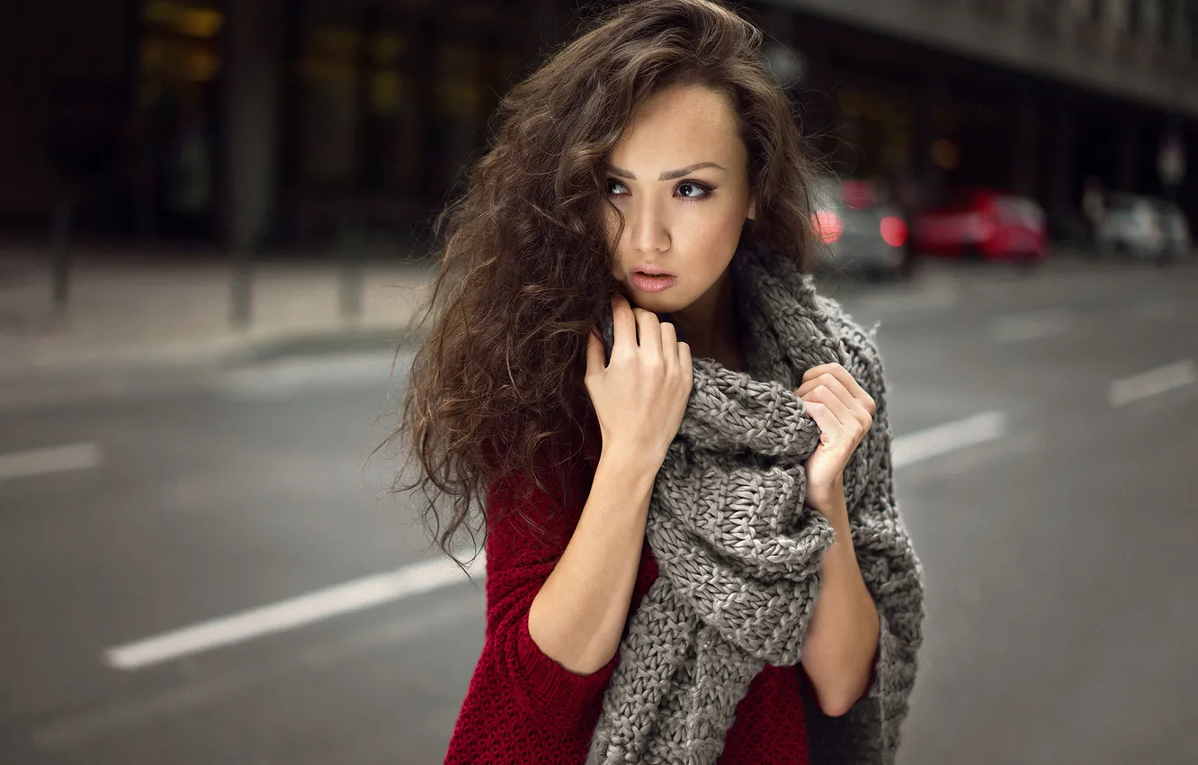 Photo wallpaper portrait, scarf, Martin Kühn, Luiza