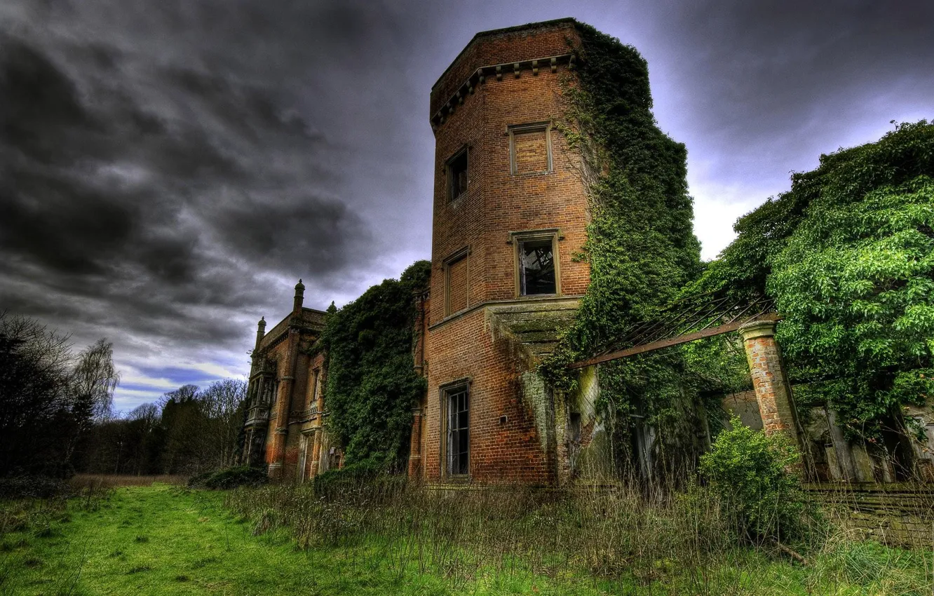 Photo wallpaper sadness, landscape, Tower, ruins, abandonment
