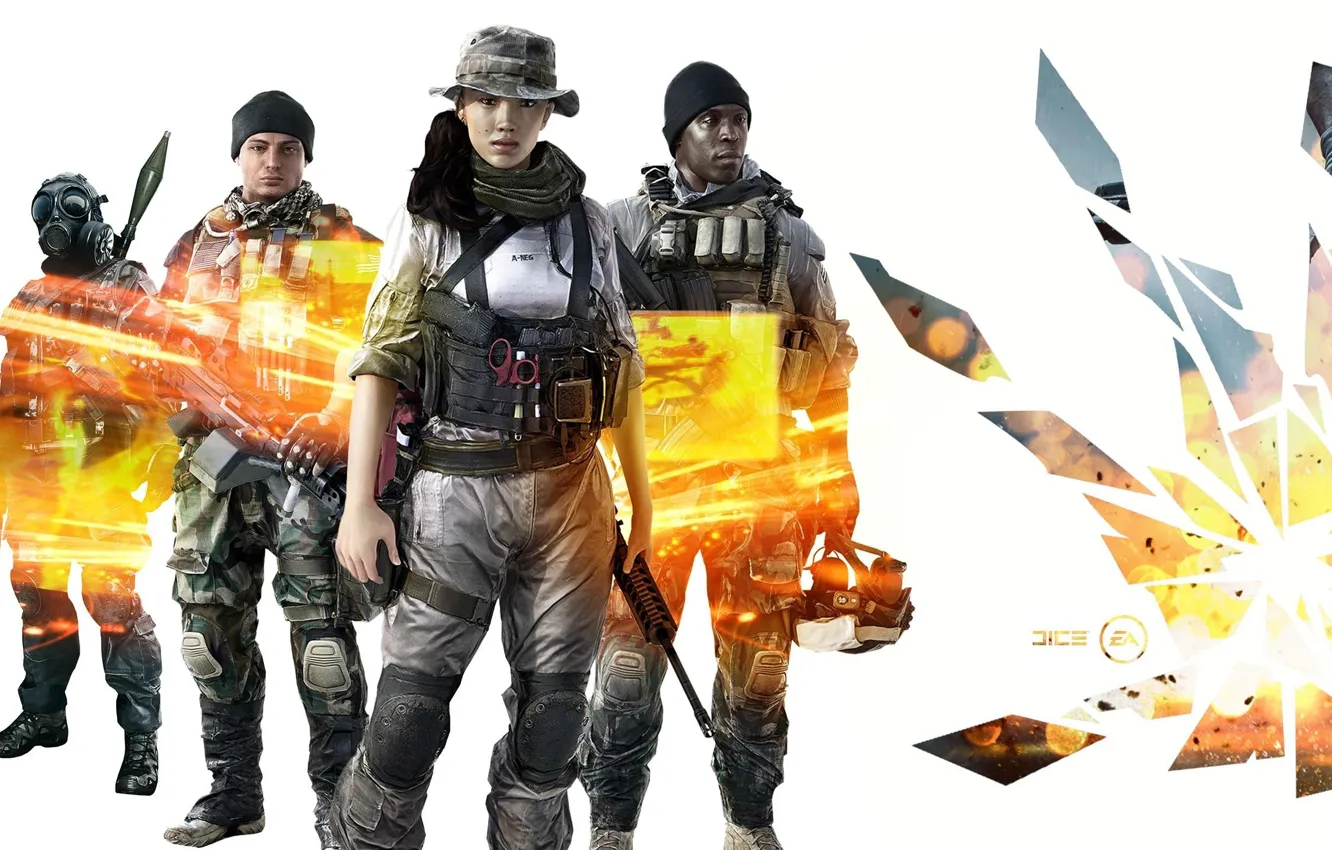 Photo wallpaper girl, soldiers, Asian, DICE, Battlefield 4, Frostbite