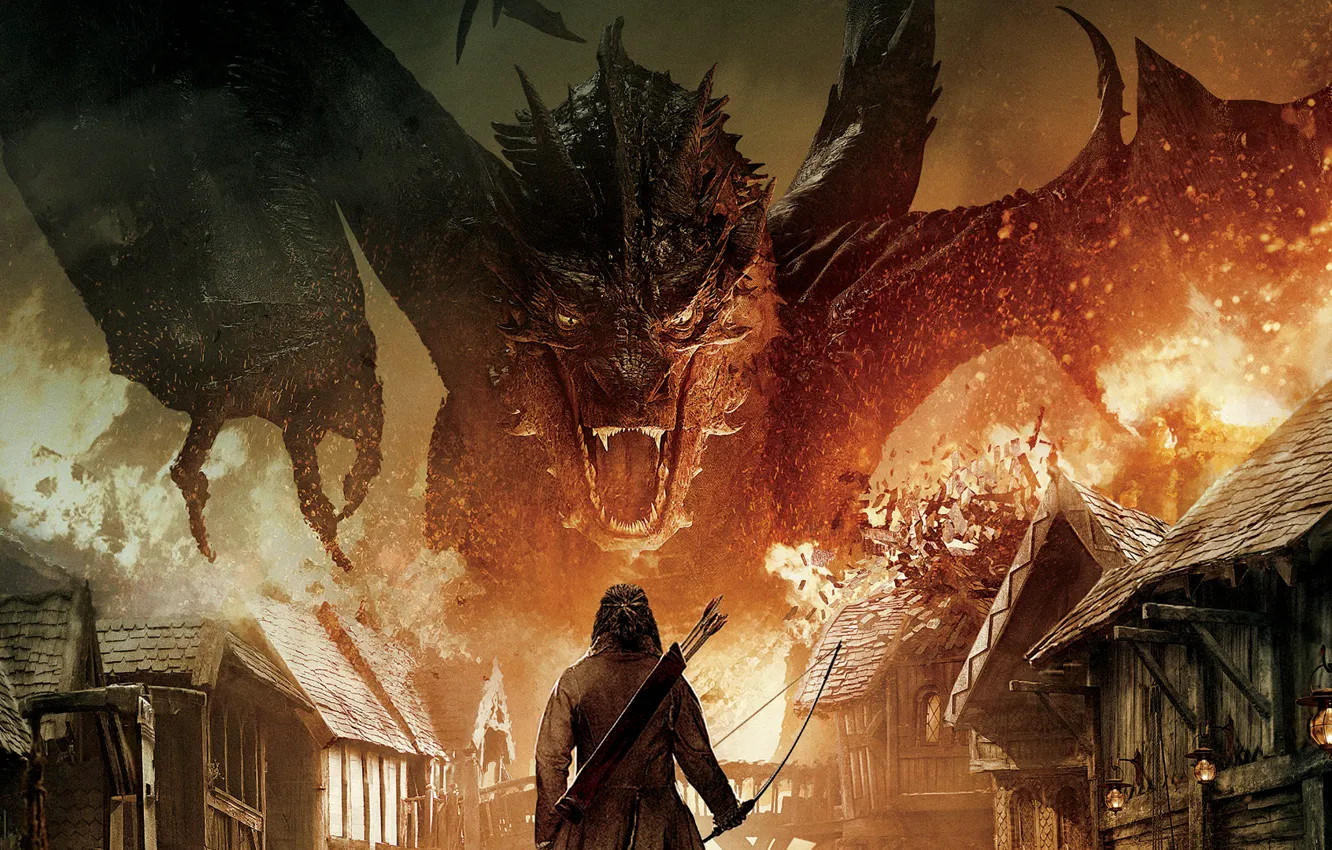 Photo wallpaper dragon, The Hobbit: The Battle of the Five Armies, hobbit 3, The hobbit: the Battle …