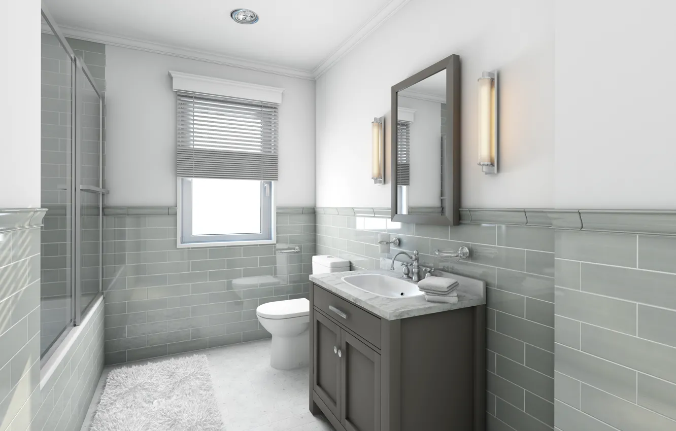 Photo wallpaper design, style, photo, interior, bathroom, hi-tech, 3D graphics