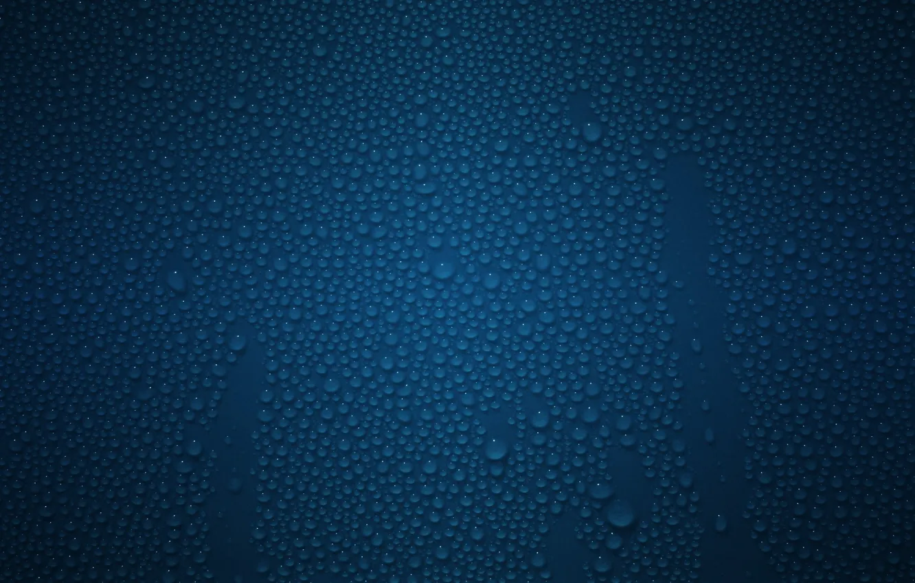 Photo wallpaper Drops, Glass, Blue