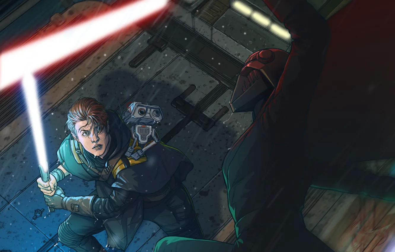Photo wallpaper Star Wars, Star wars, fanart, lightsaber, Illustration, Fall Order, Star Wars Jedi: Fallen Order, Trilla …