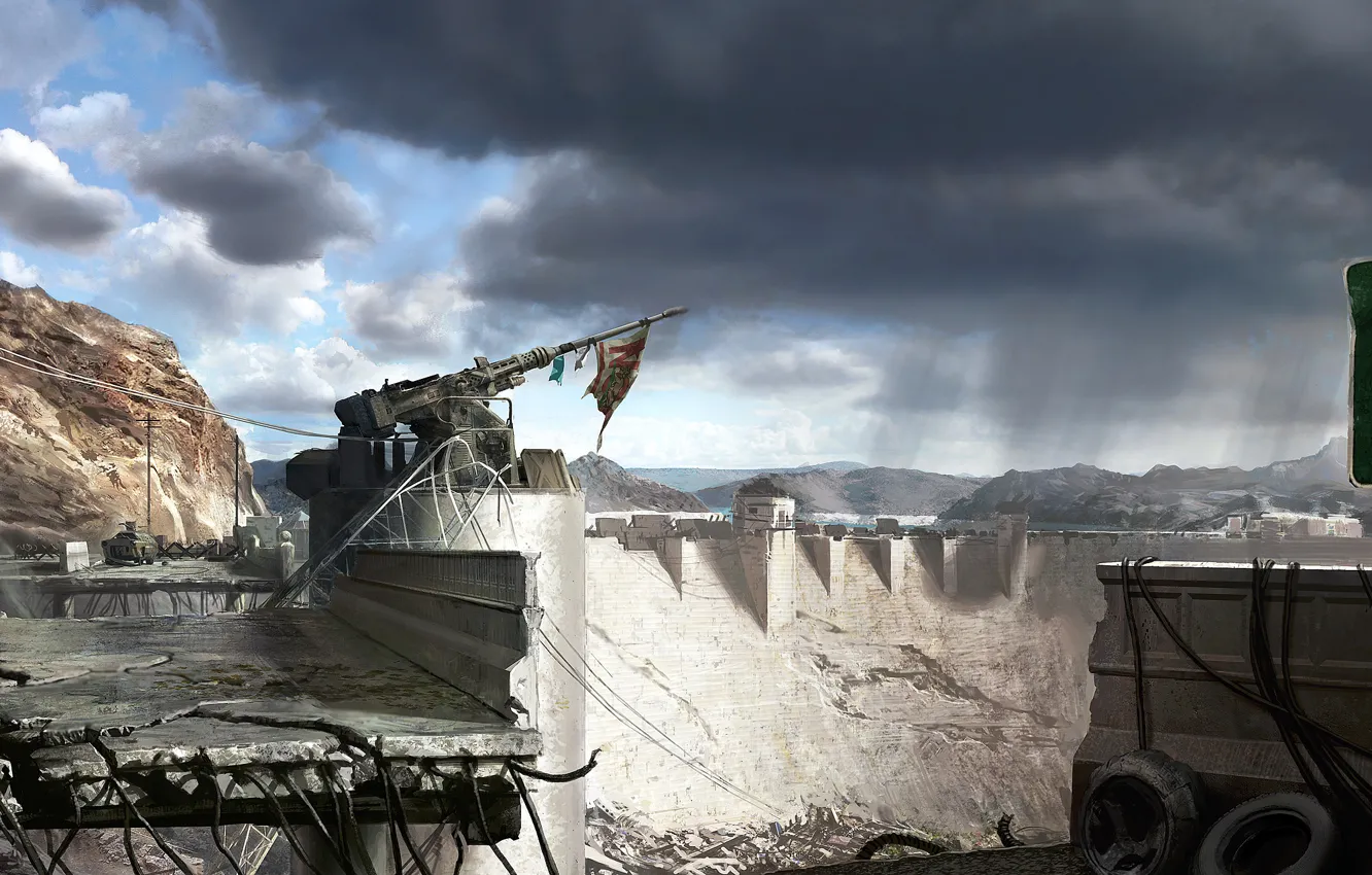 Photo wallpaper flag, gun, Fallout, New.Vegas