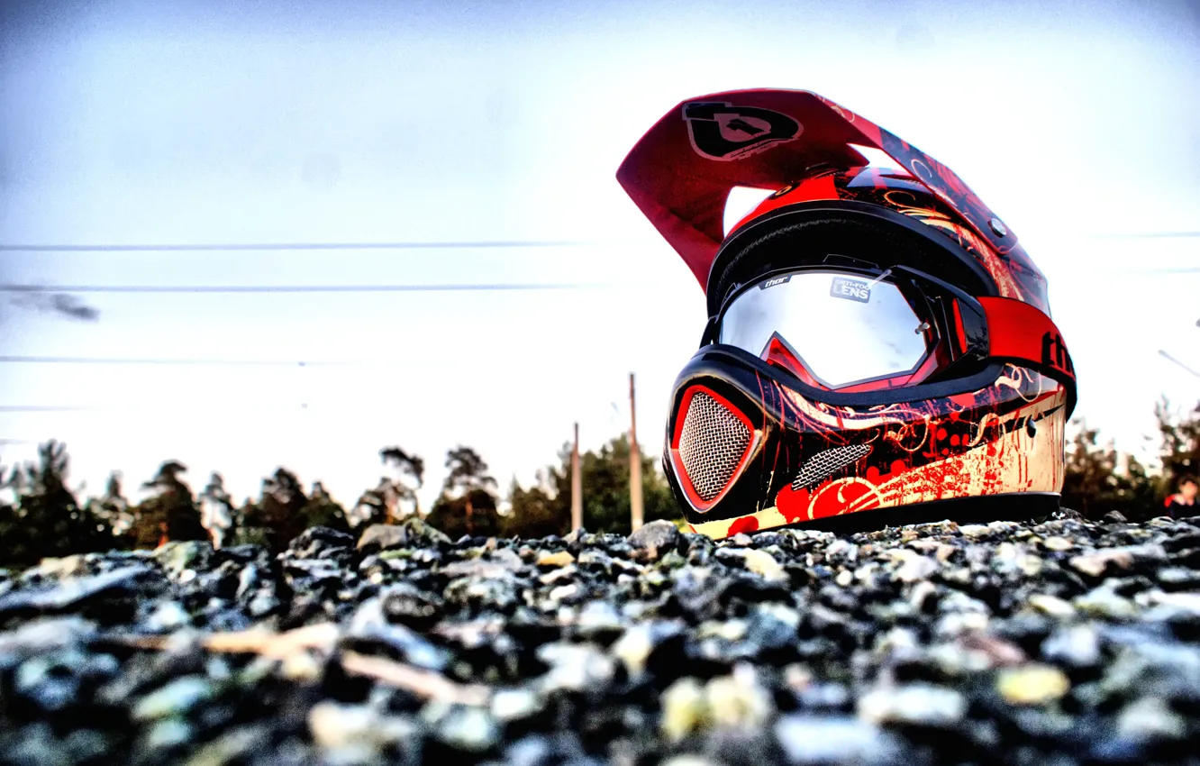 Photo wallpaper the sky, color, helmet, crushed stone