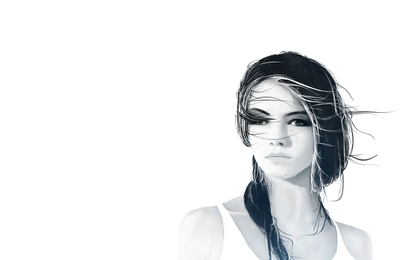 Photo wallpaper girl, the wind, minimalism, art