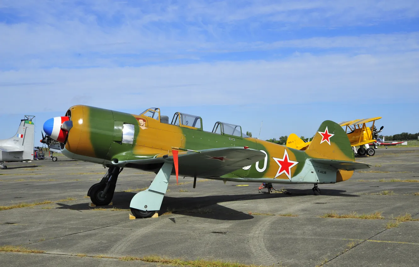 Photo wallpaper war, wings, airplane, aviation, Burn, Yakovlev, URSS, WW II