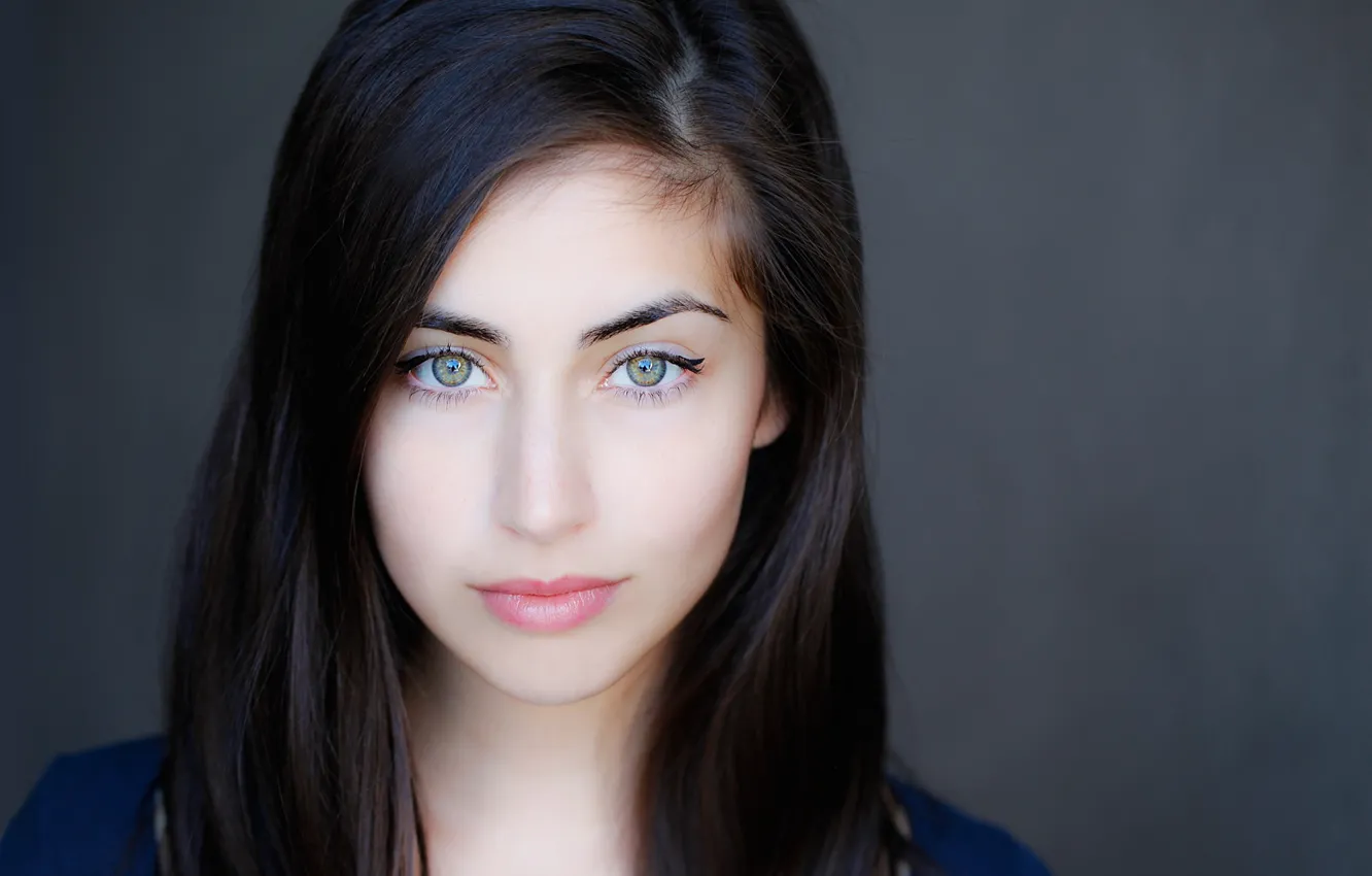 Photo wallpaper girl, photo, blue eyes, model, beauty, lips, face, brunette