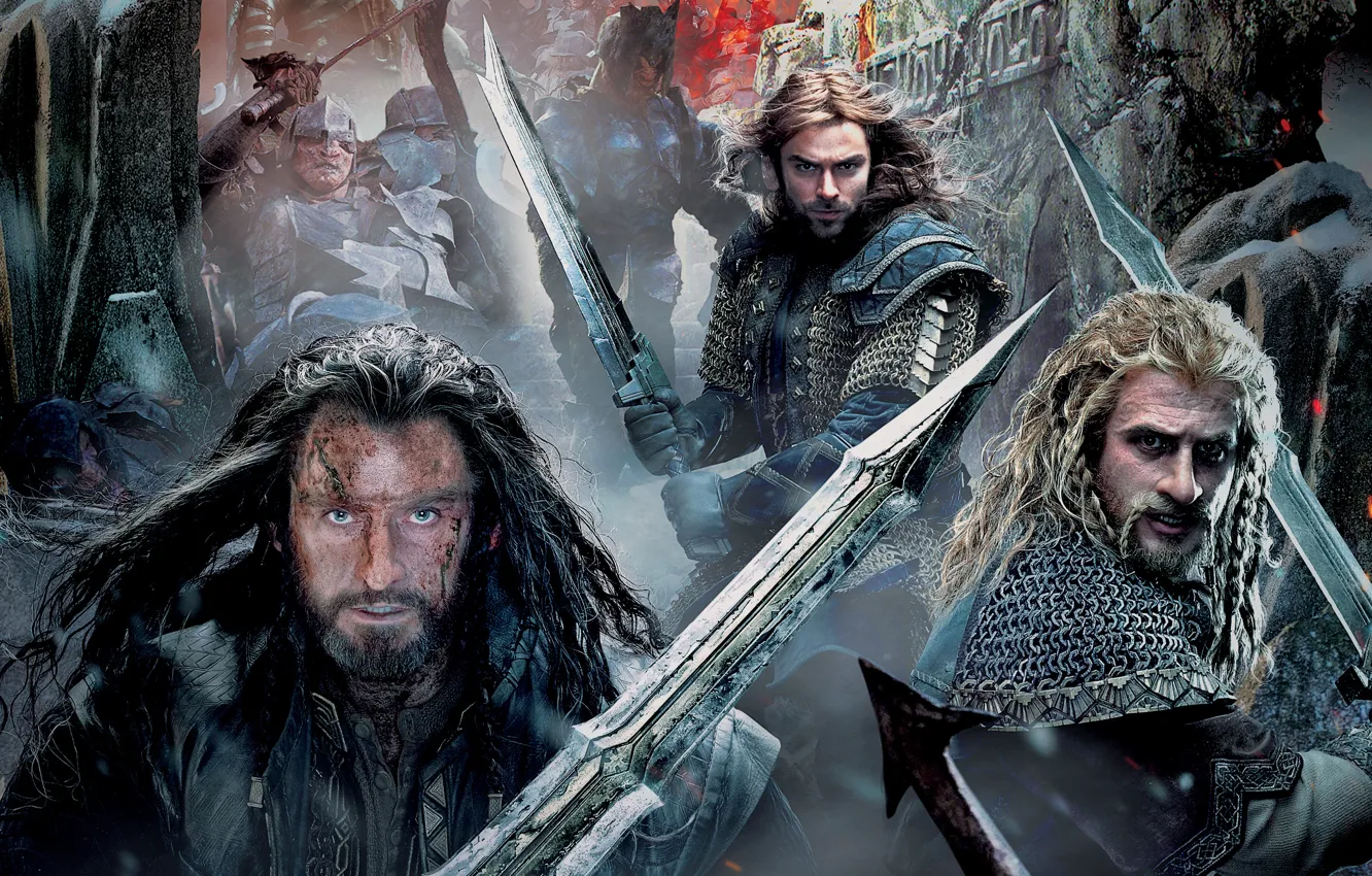 Photo wallpaper sword, fantasy, dwarves, poster, orcs, mail, Richard Armitage, Thorin