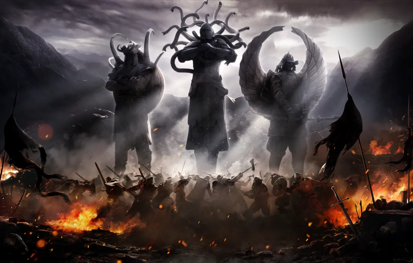 Photo wallpaper the game, sword, armor, warrior, helmet, battle, game, games