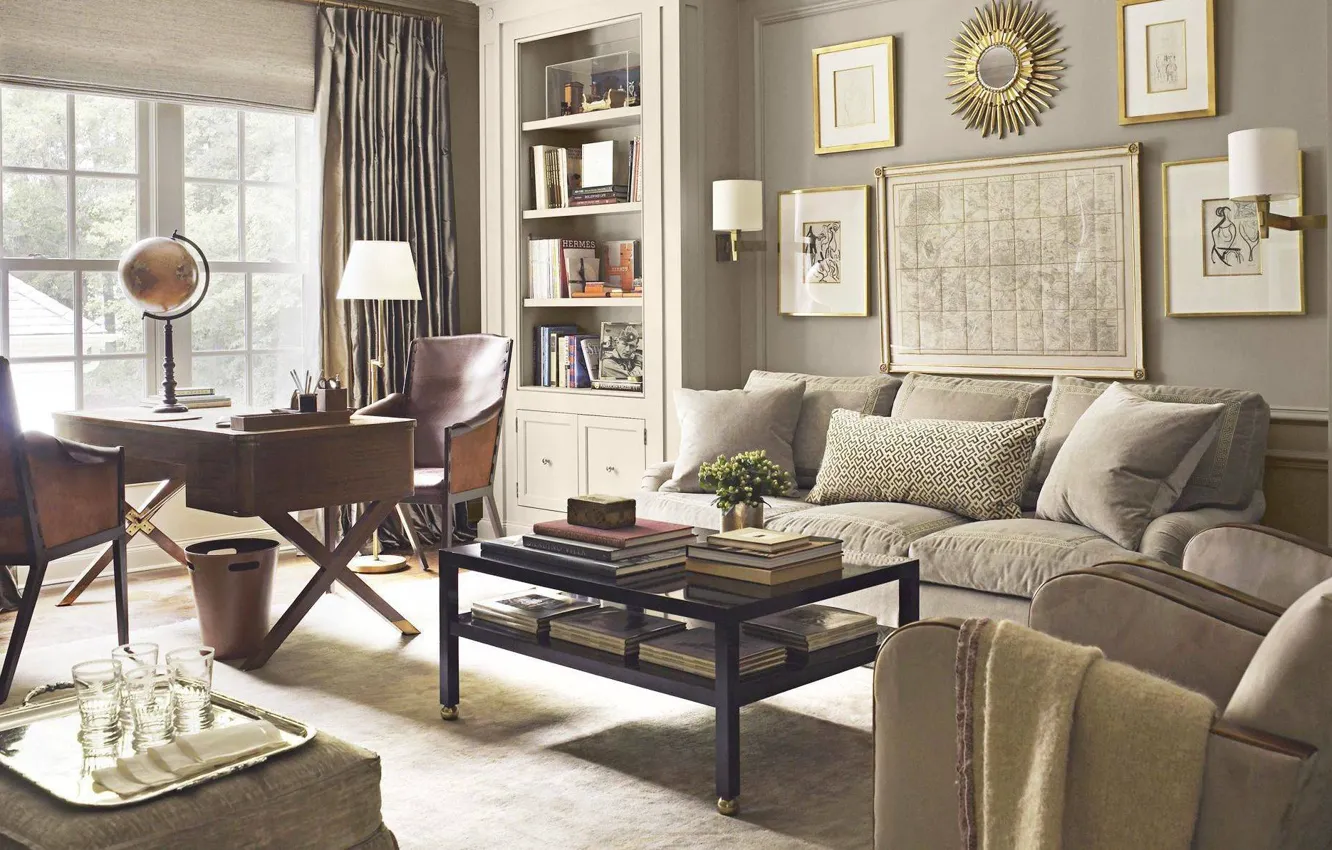 Photo wallpaper design, style, interior, office, living room