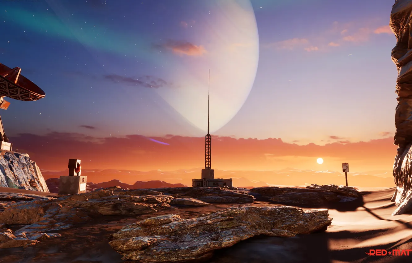 Photo wallpaper planet, antenna, RED MATTER