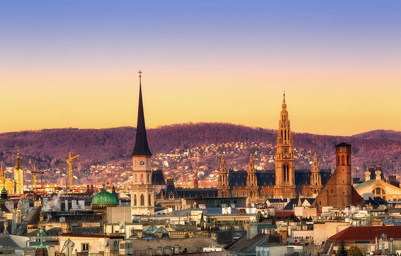 Photo wallpaper roof, the sky, landscape, tower, home, Austria, Vienna