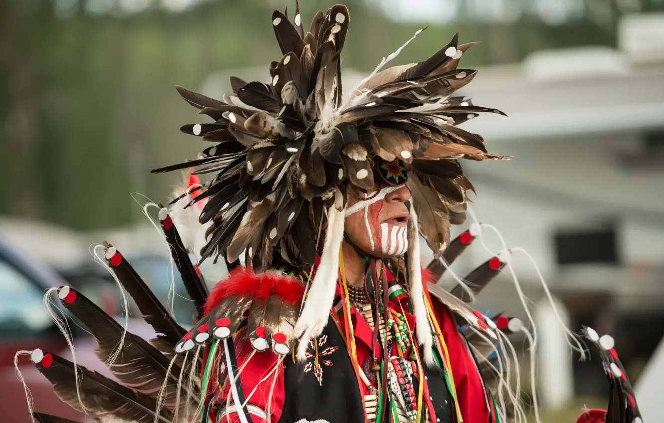 Photo wallpaper background, feathers, dancer, Pow Wow