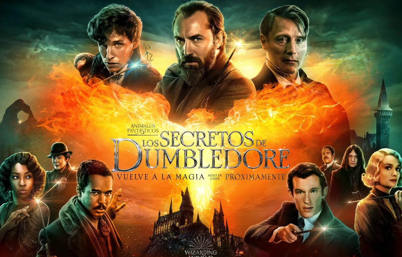 Photo wallpaper Fantastic Beasts, Jude law maps, Secrets of Dumbledore, Nwet scamander, Callum turner, Eddie redmyne