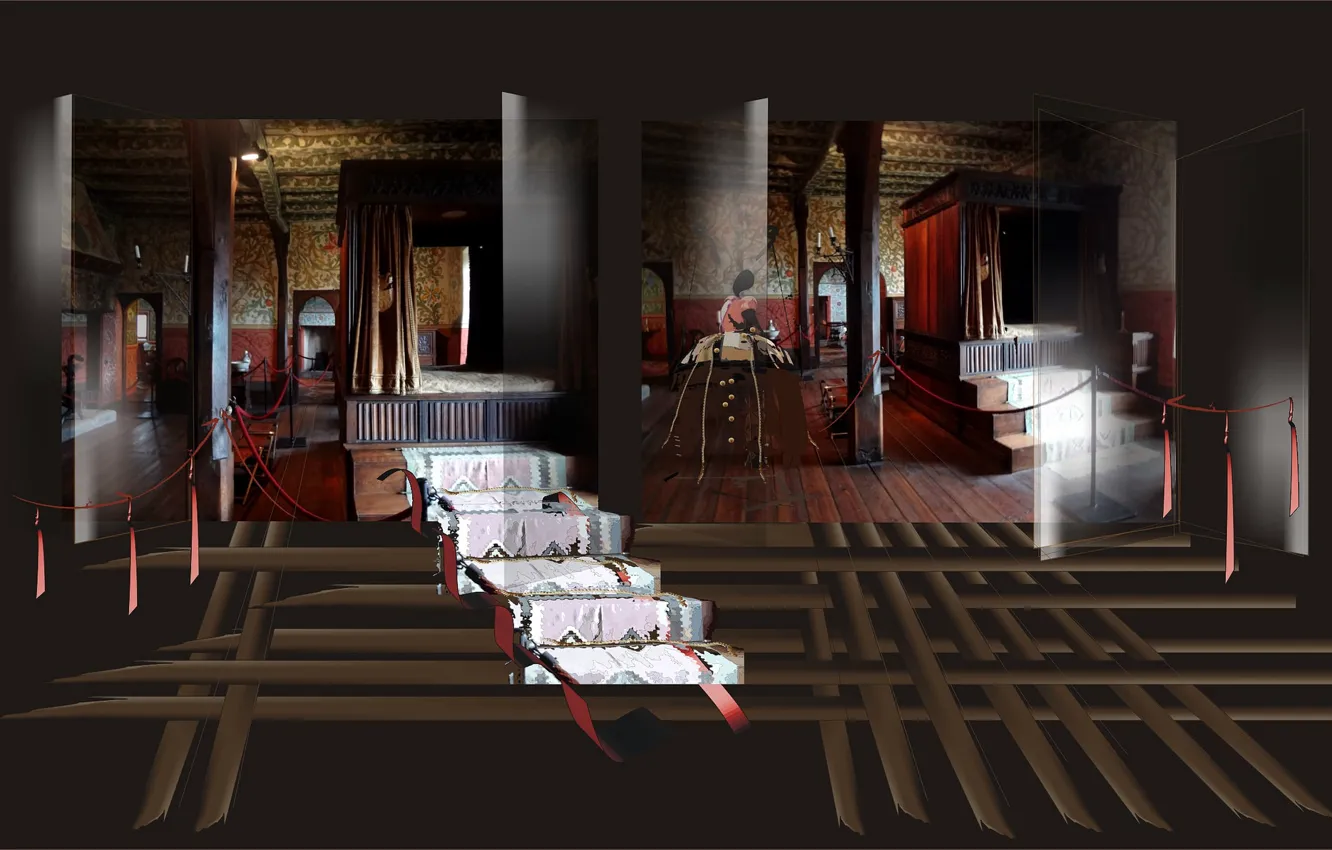 Photo wallpaper line, home, interior, stage