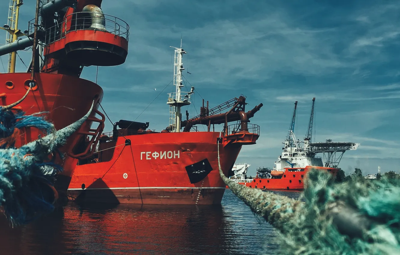 Photo wallpaper sea, river, ship, sailors, motros