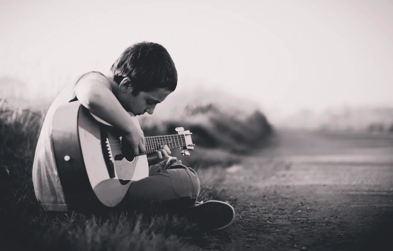 Photo wallpaper music, guitar, boy
