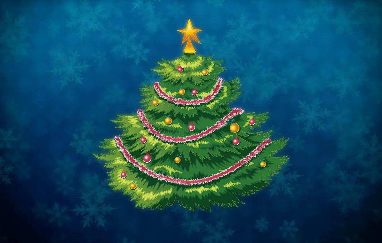 Photo wallpaper snowflakes, background, holiday, tree, new year, minimalism, Christmas