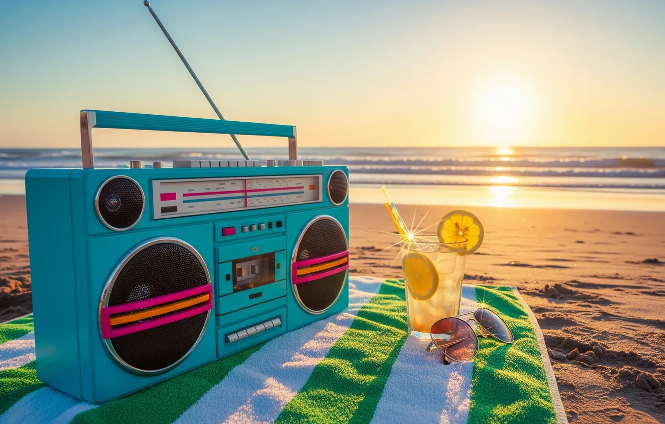 Photo wallpaper beach, Wallpaper, art, cocktail, wallpaper, beach, art, tape