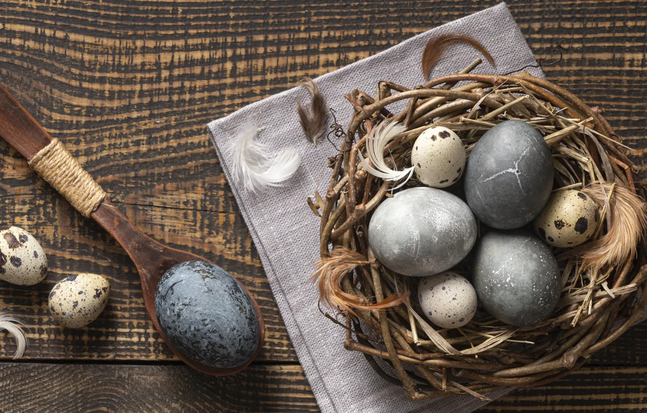 Photo wallpaper grey, napkin, eggs, holiday, chicken, Easter, eggs, Board