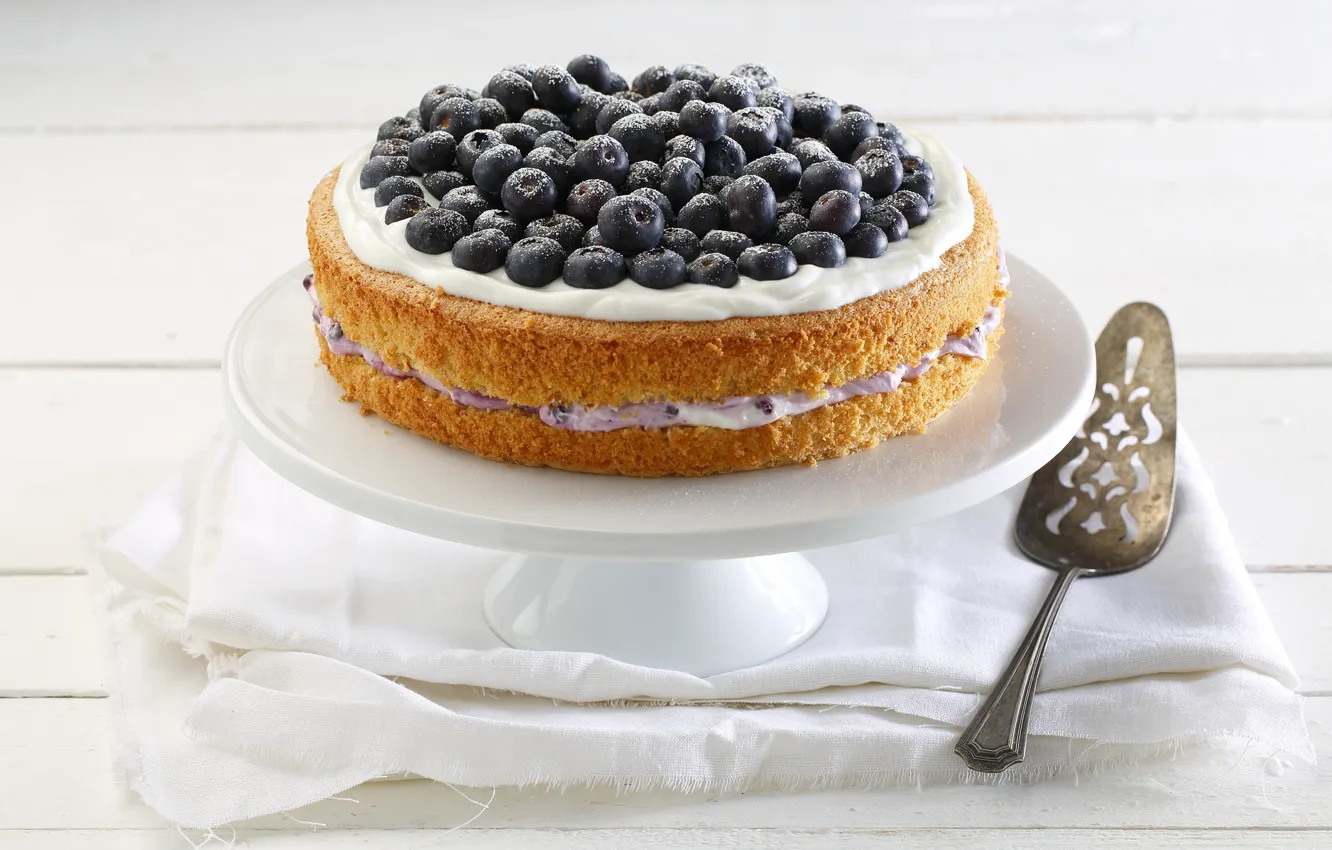 Photo wallpaper berries, cake, cream