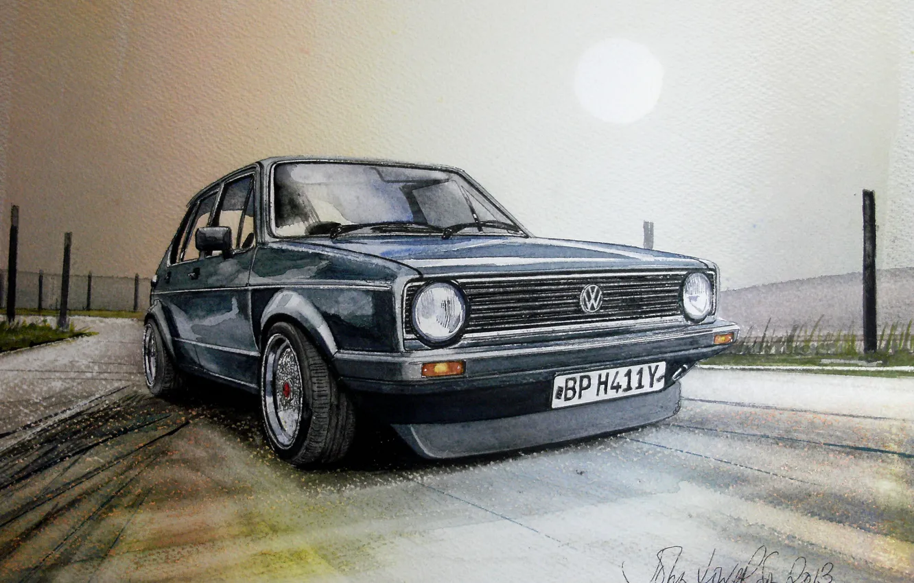 Photo wallpaper figure, Volkswagen, painting, GTI, Golf II