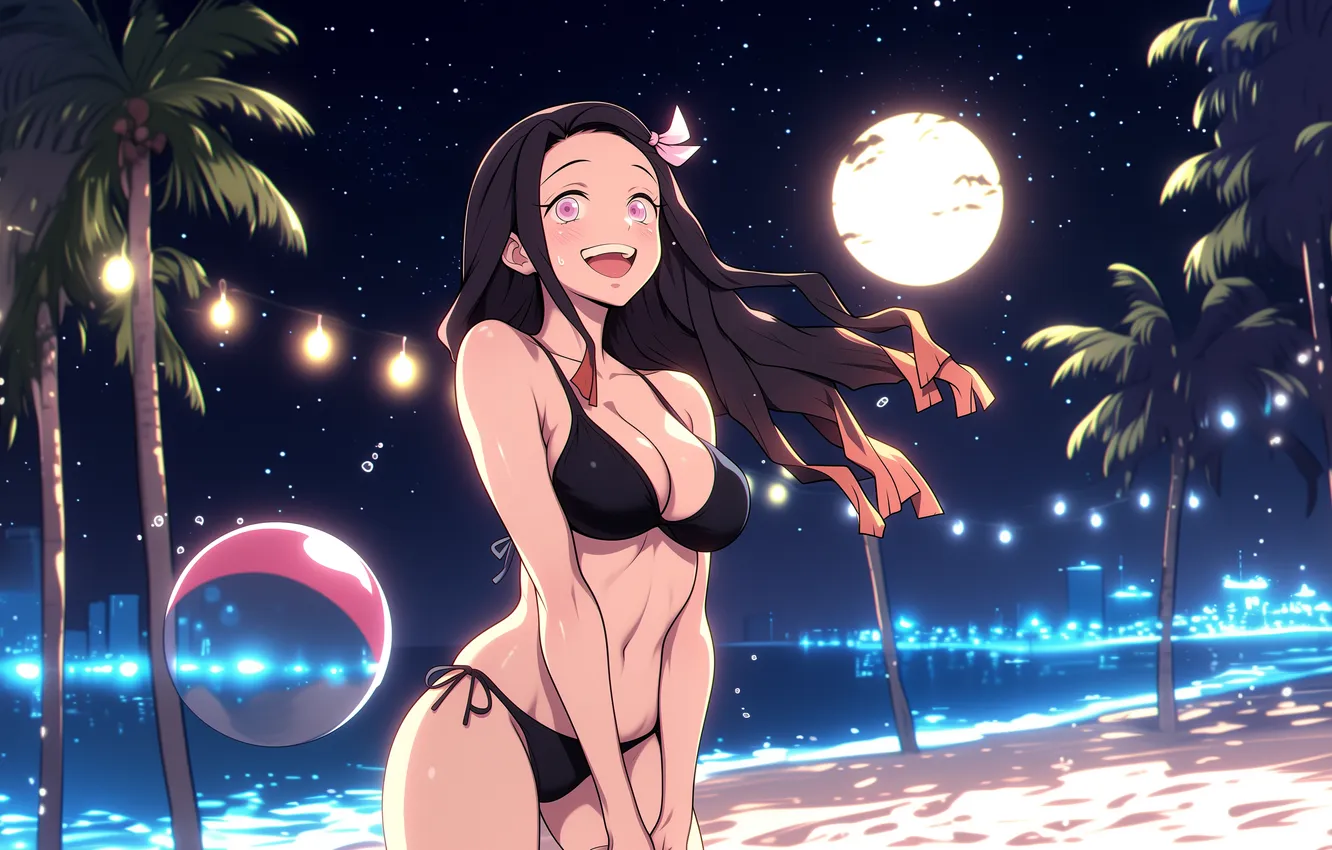 Photo wallpaper beach, swimsuit, anime, art, wallpaper, beach, blade, demon slayer