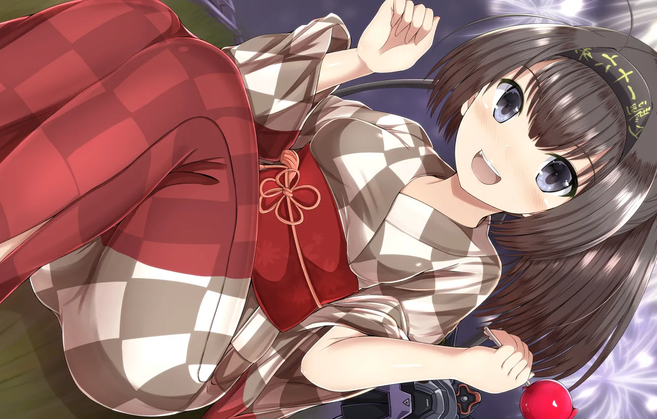 Photo wallpaper girl, dress, brown hair, anime, beautiful, short hair, purple eyes, pretty