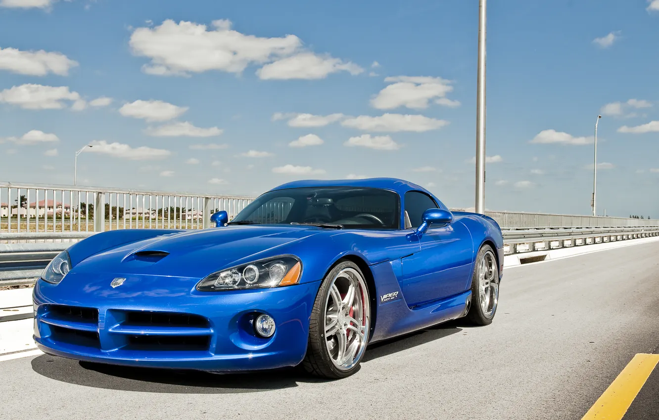 Photo wallpaper blue, markup, the fence, Dodge, Viper, Dodge, Viper, blue