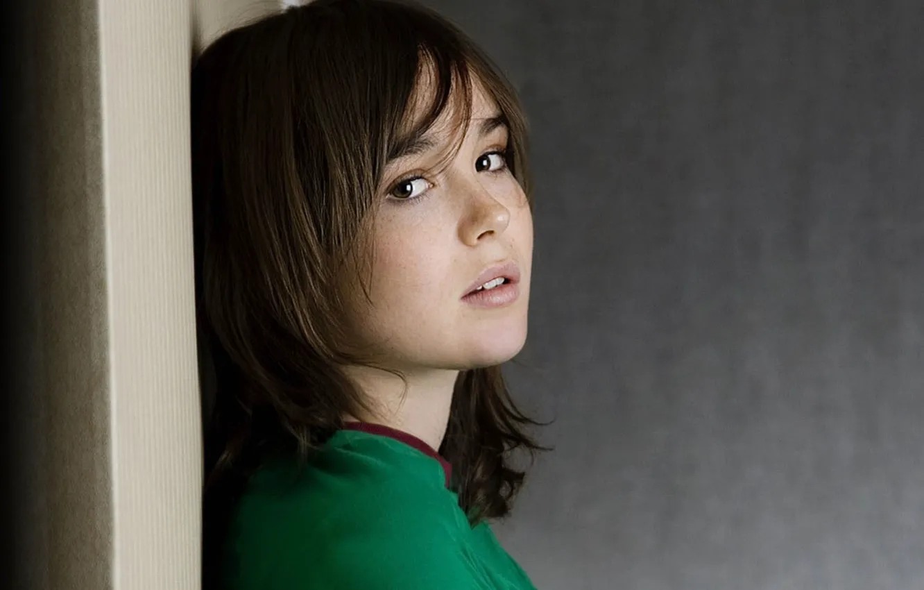 Photo wallpaper girl, brown eyes, face, brunette, look, actress, Ellen Page